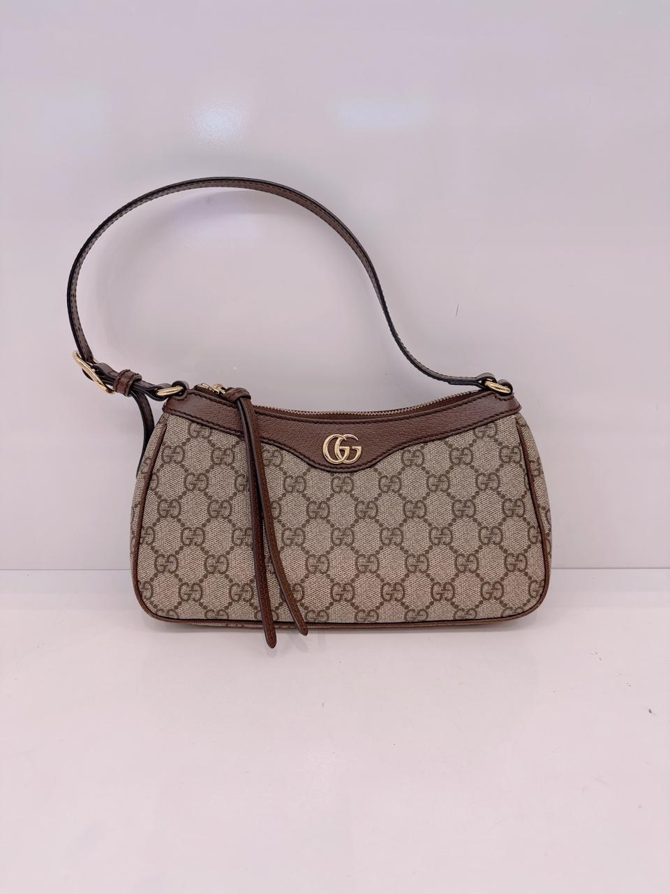 BEIGE BROWN GG SUPREME CANVAS SMALL OPHIDIA SHOULDER BAG