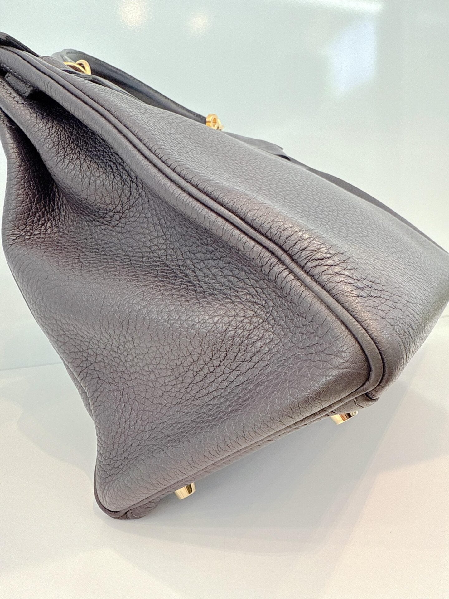 BLEU OBSCUR KELLY 35 CLEMENCE LEATHER GOLD HARDWARE