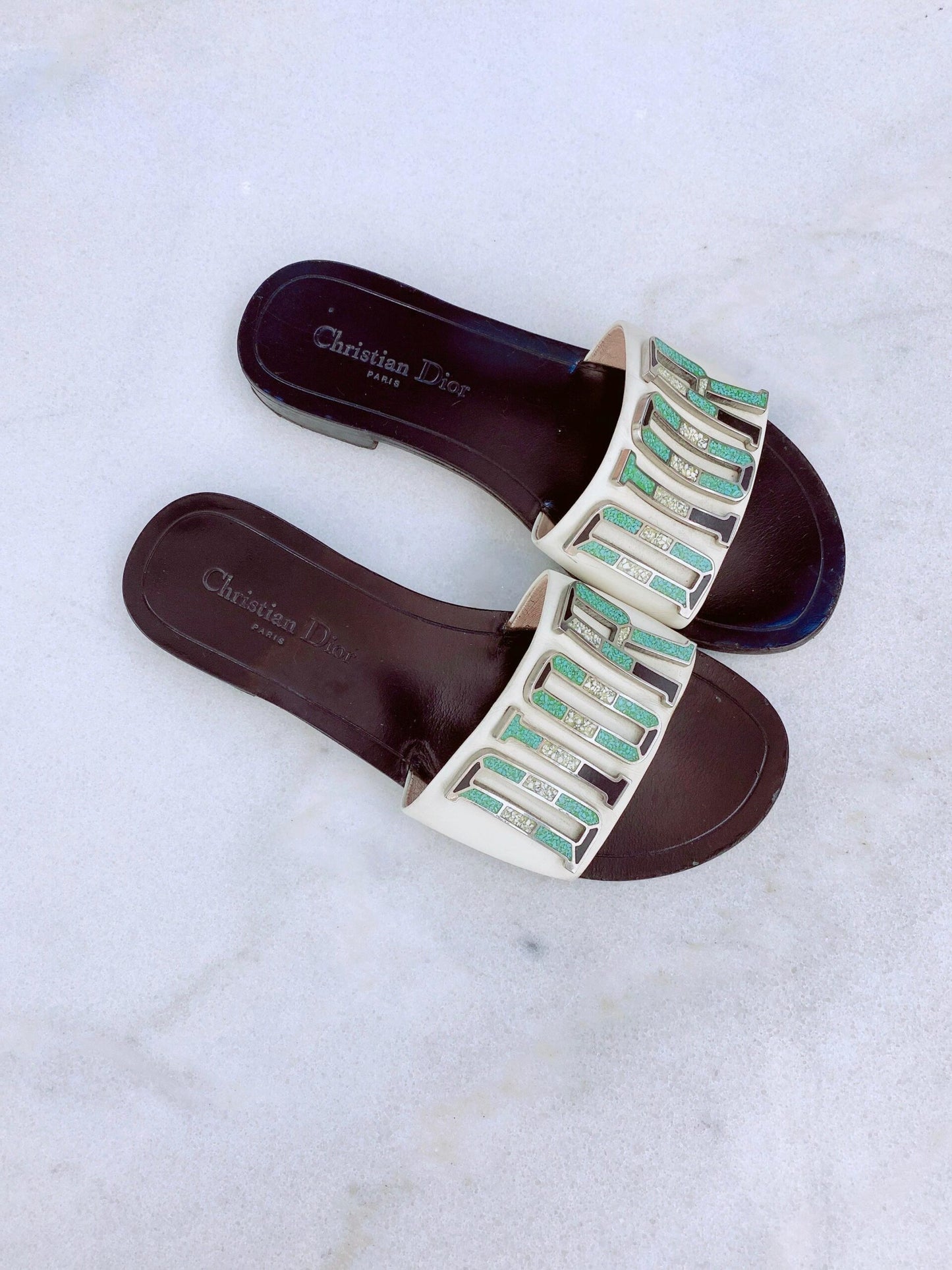 CALFSKIN DIOR EVOLUTION SLIDE SANDALS 38