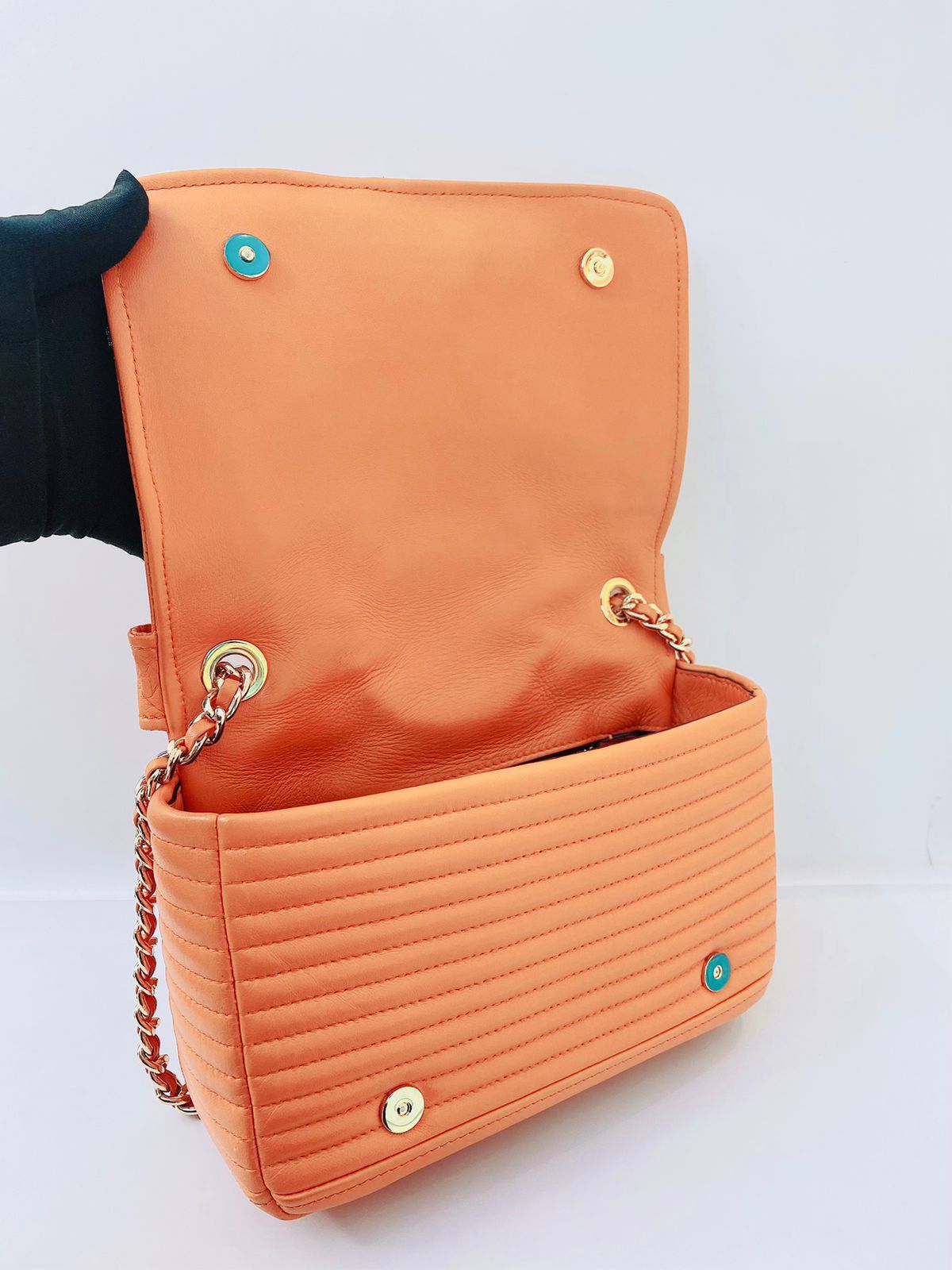 ORANGE LEATHER BIKER JACKER SHOULDER BAG