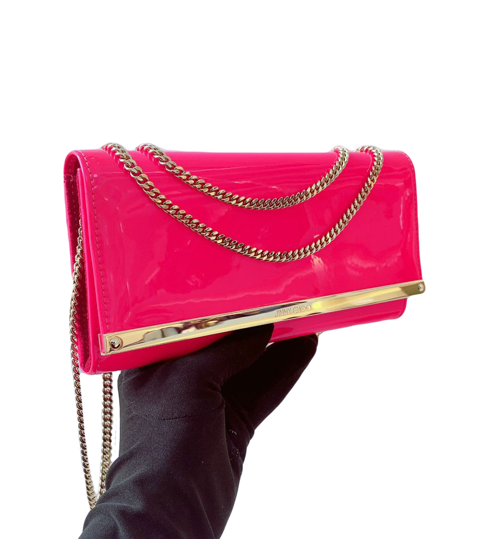 NEON PINK MILLA CHAIN CLUTCH