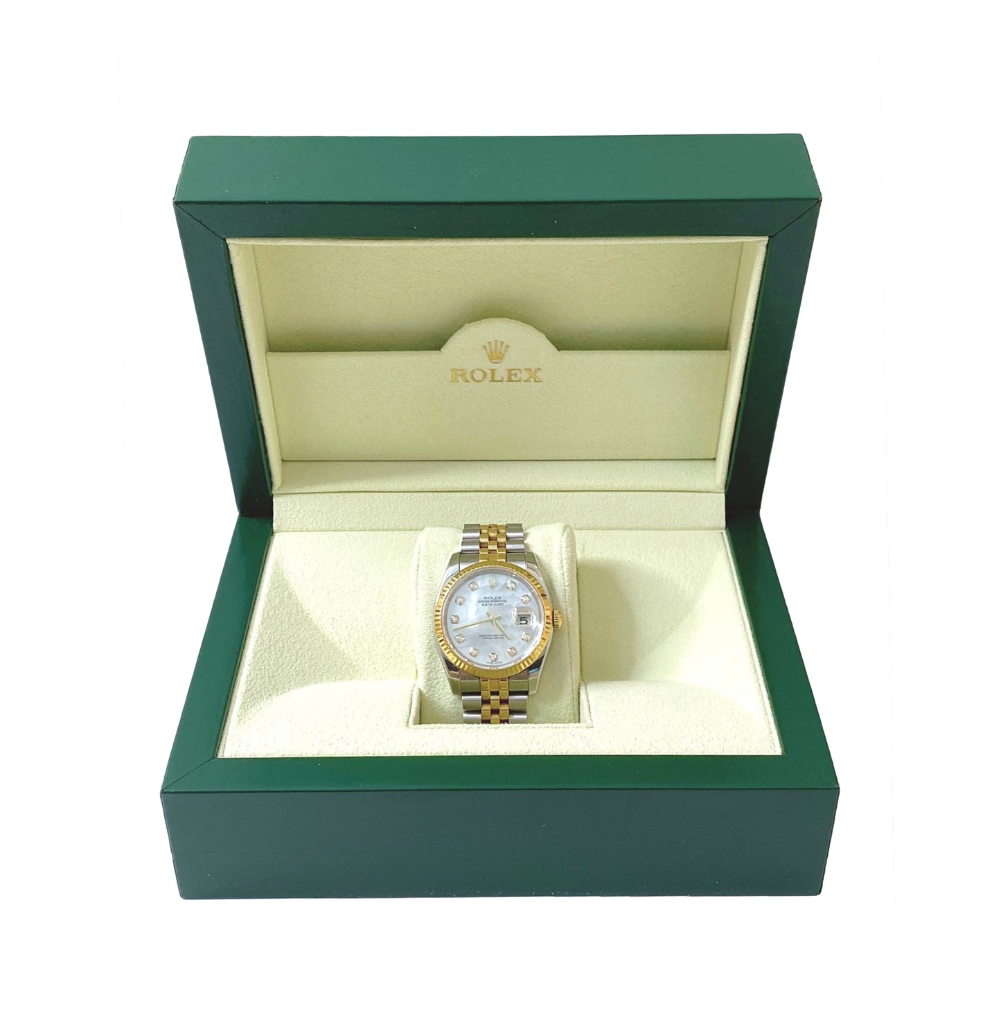 DATEJUST 36 18K YELLOW GOLD/STEEL MOP DIAMOND DIAL 36MM WATCH