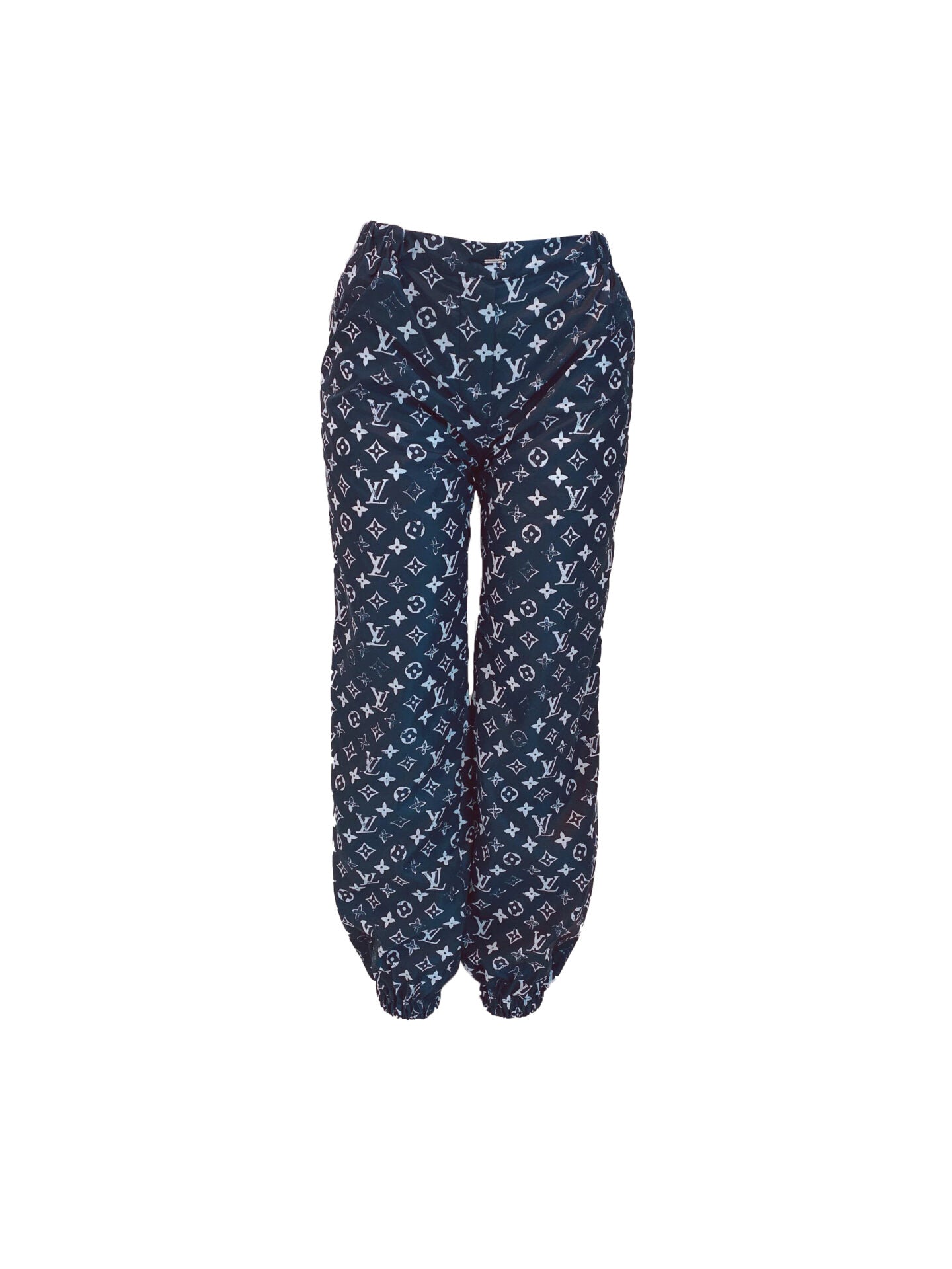 BLACK WHITE STENCIL EFFECT MONOGRAM JOGGING PANTS