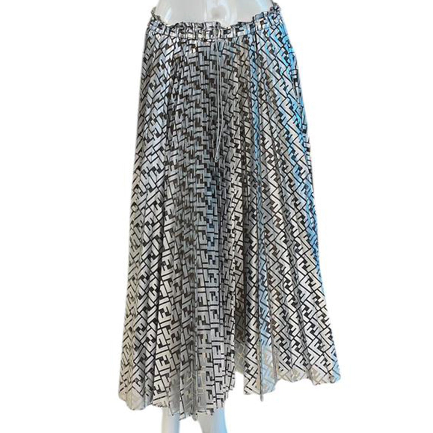 SILVER METALLIC MID LENGTH SKIRT 42