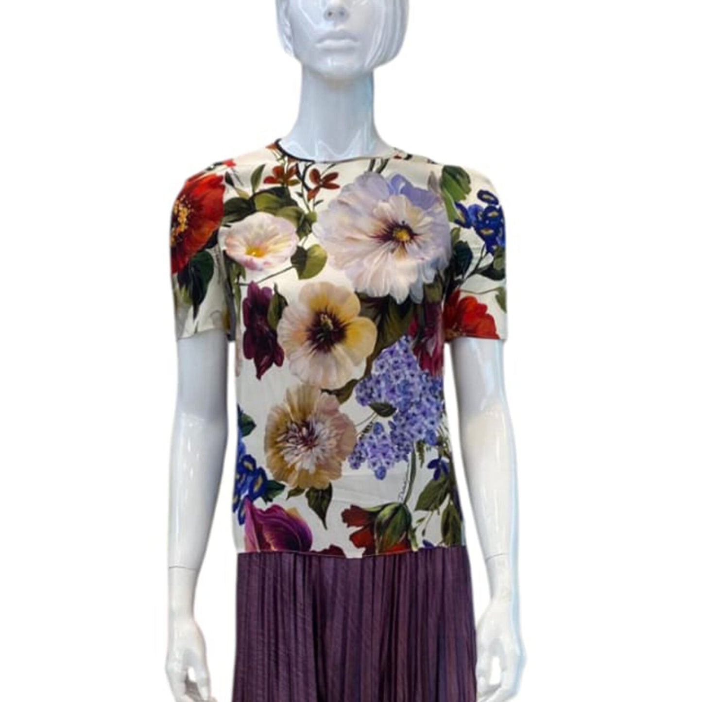 FLORAL PRINT SILK BLEN CREPE TOP 38