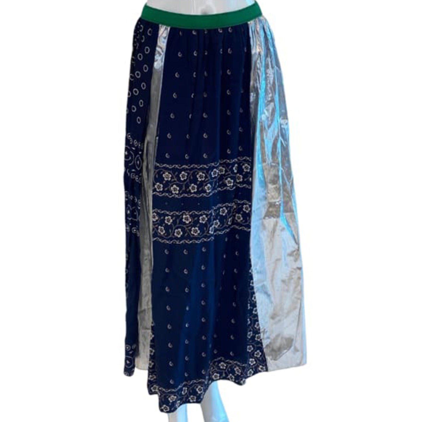 NAVY SILVER PRINTED PANELED SKIRT 1