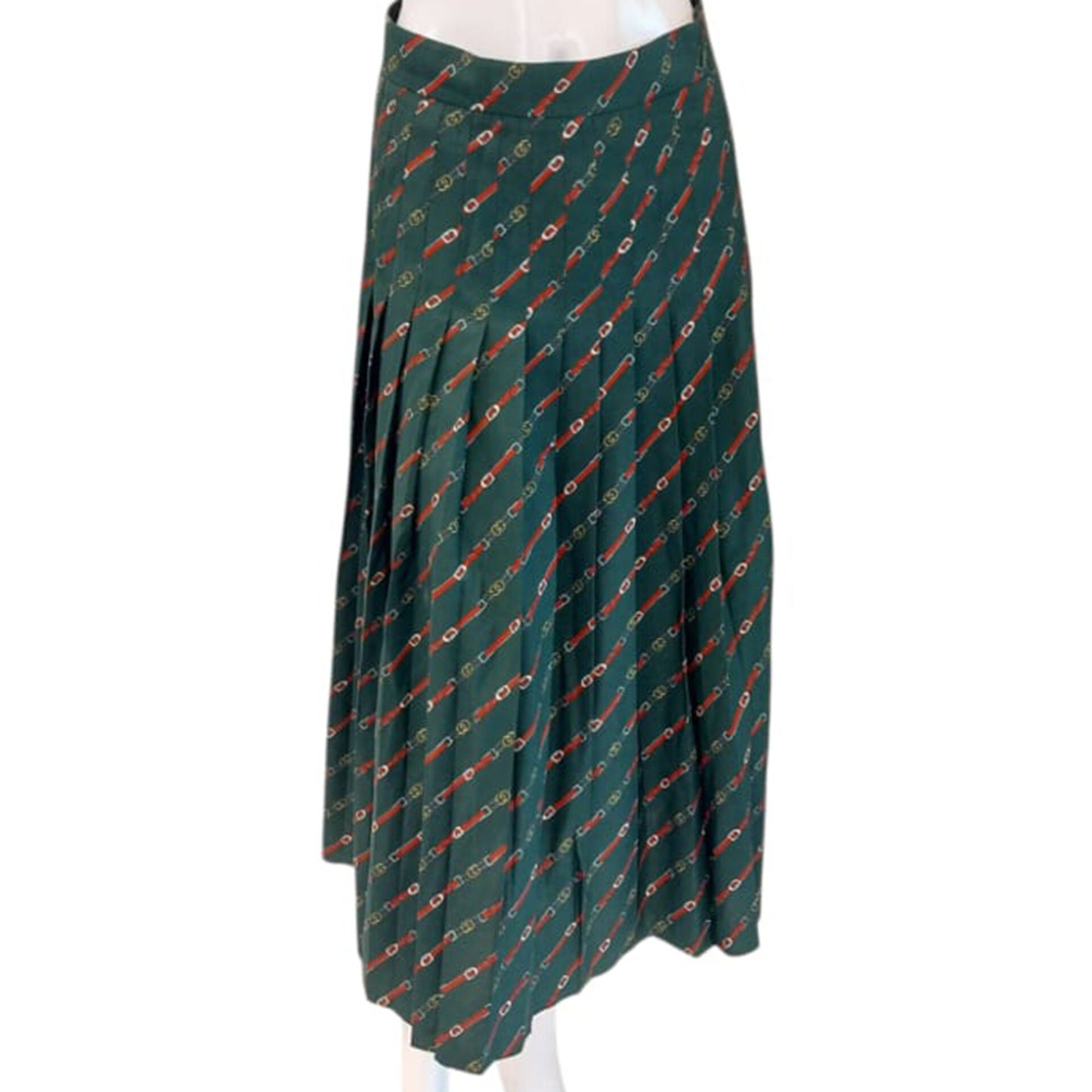 GREEN GG HORSEBIT PRINT SKIRT 40