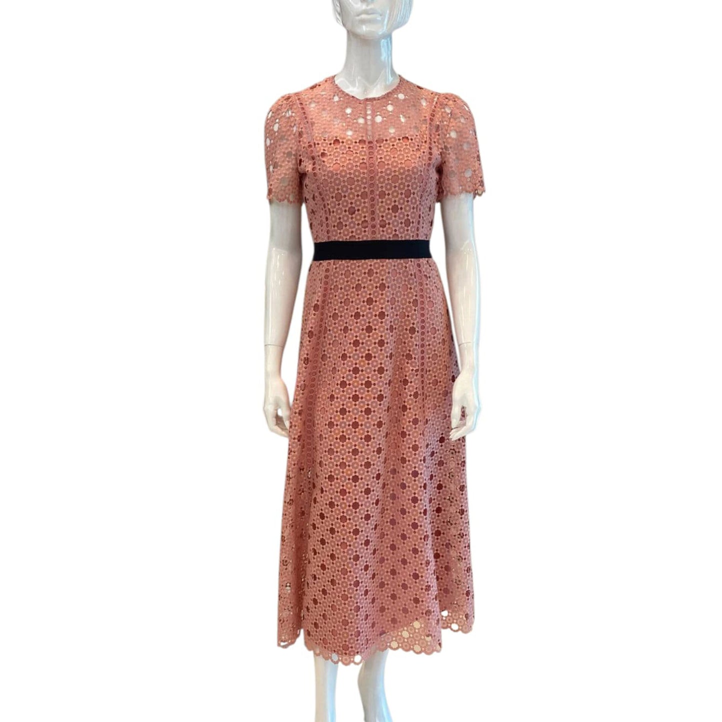 PINK PIVIONE EYELET LACE DRESS