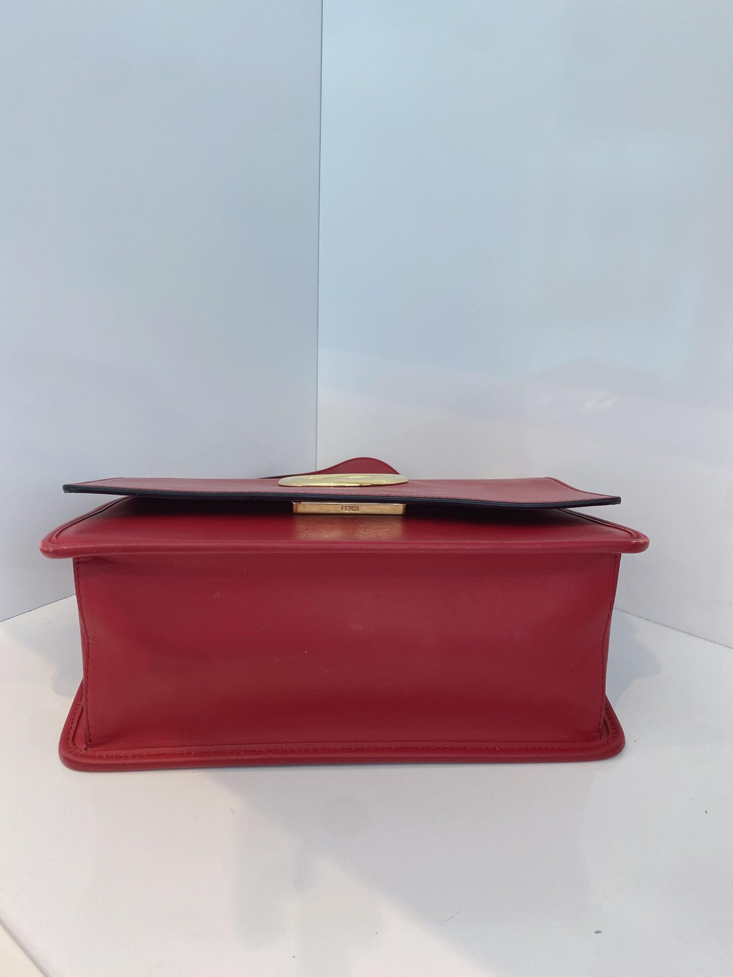 RED LEATHER MEDIUM KAN FLAP HANDLE BAG