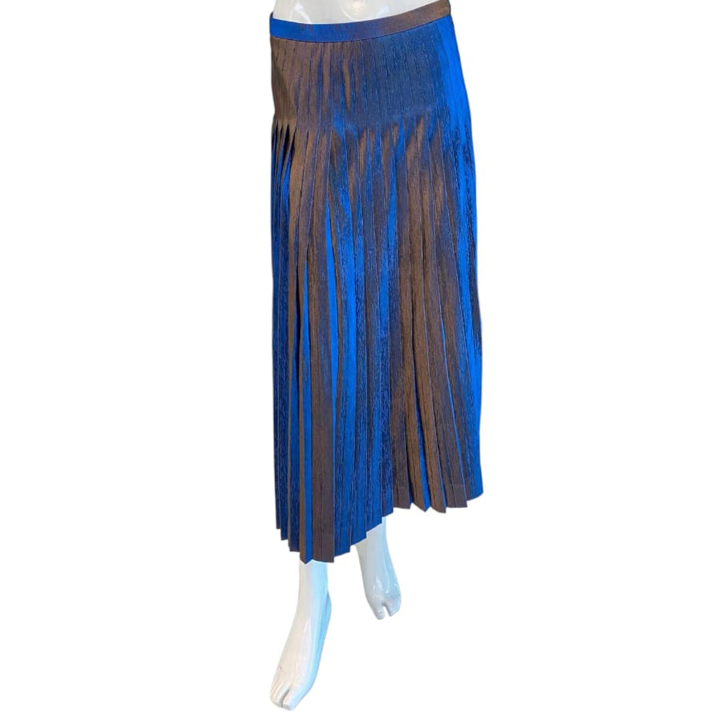 BLUE BLACK MIDI PLEATED SKIRT 38