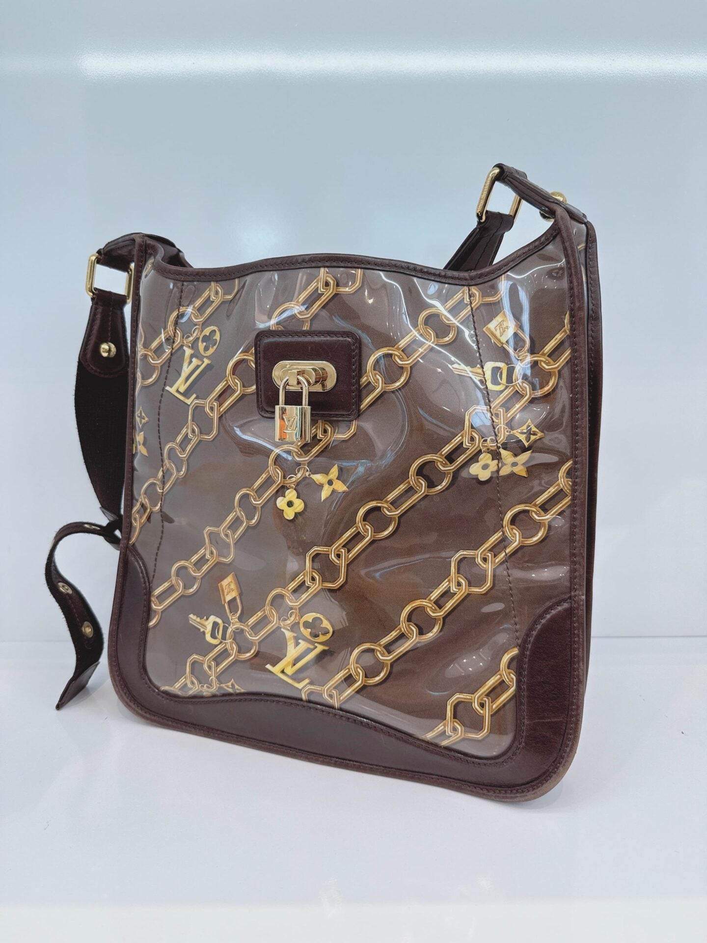 BROWN MONOGRAM CHARMS MUSETTE CROSSBODY BAG