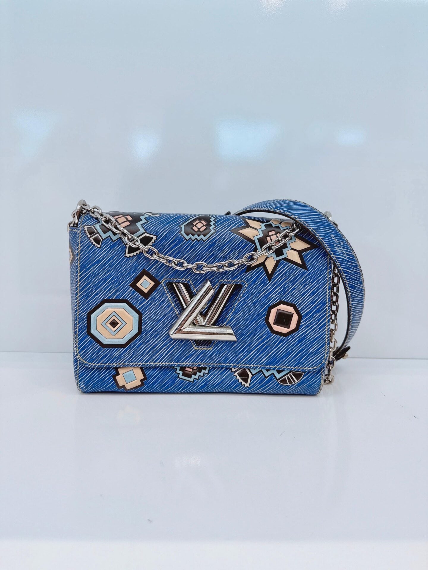 BLUE MULTICOLOR EPI LEATHER AZTEQUE TWIST MM BAG