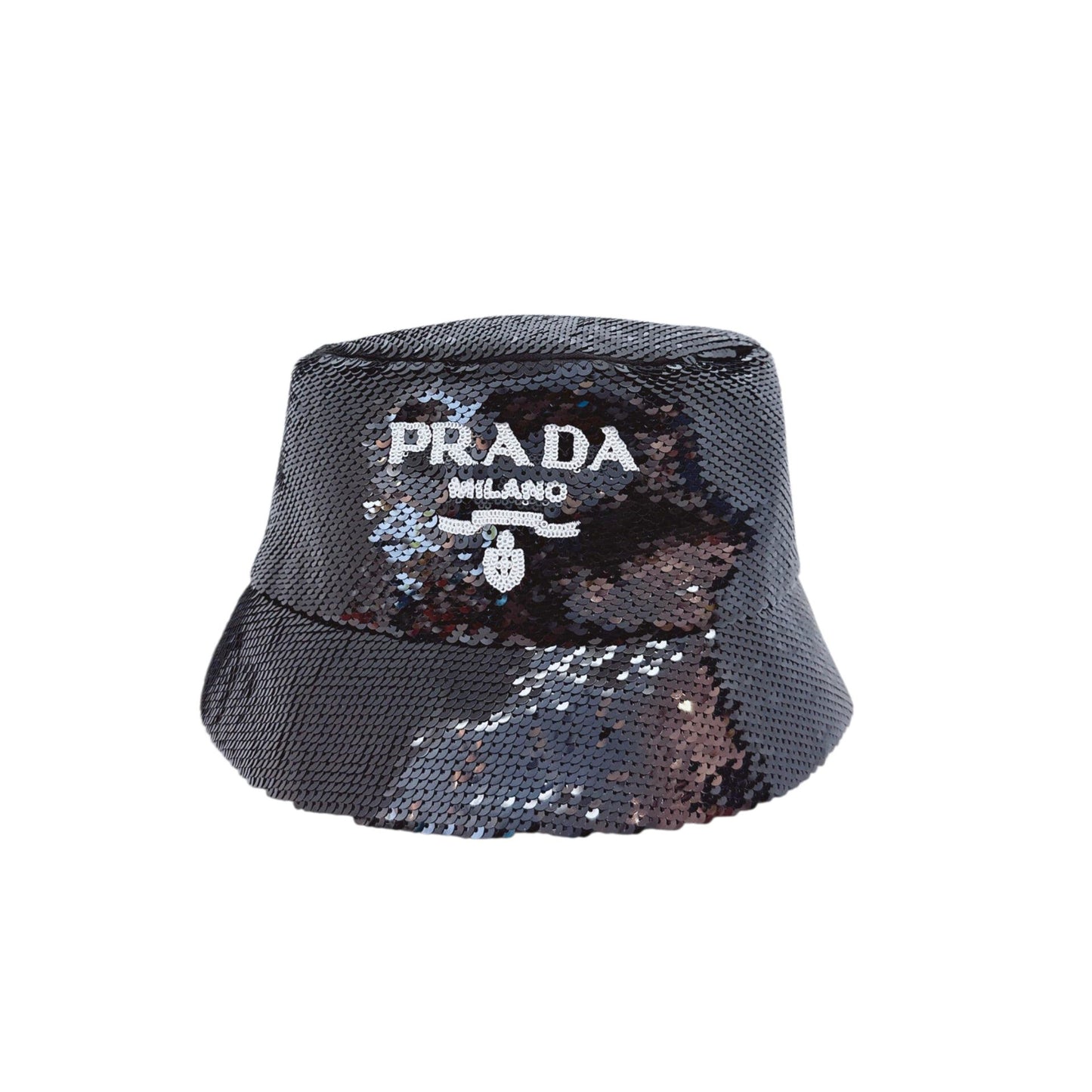 BLACK SEQUINED BUCKET HAT