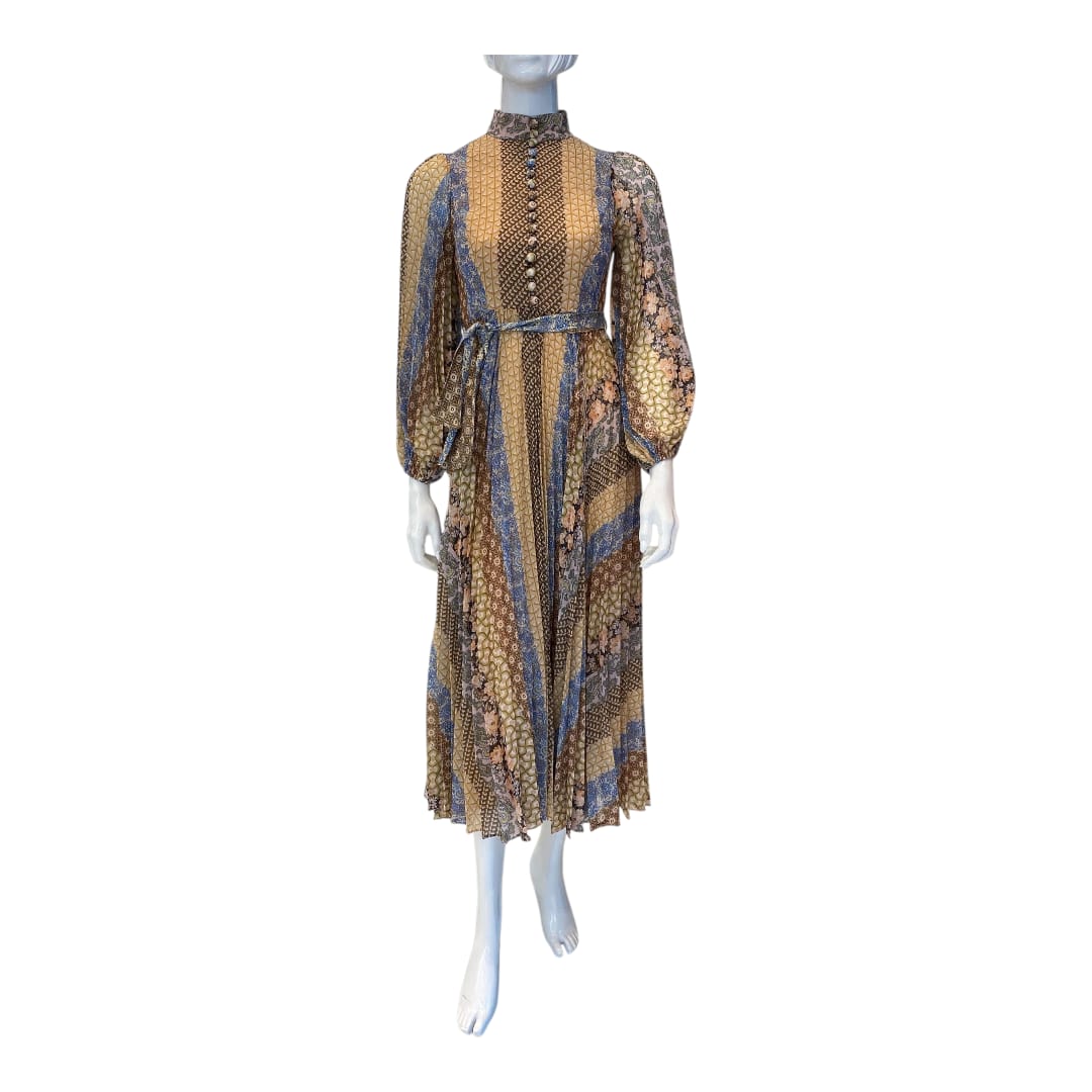 MULTICOLOR FLORAL AND PAISLEY PRINT PLEATED MINI DRESS 40