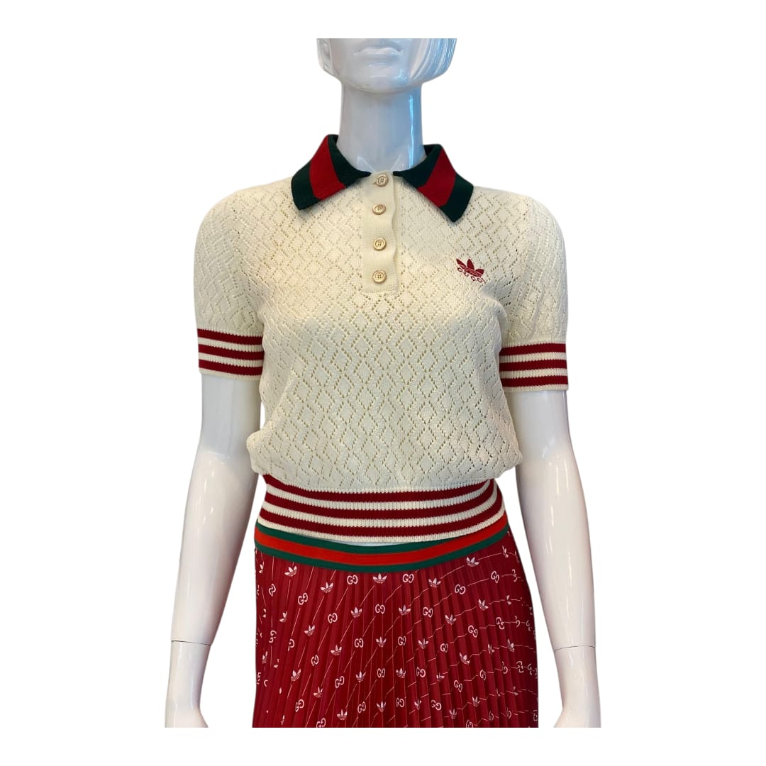 X ADIDAS WHITE COTTON KNIT POLO XS