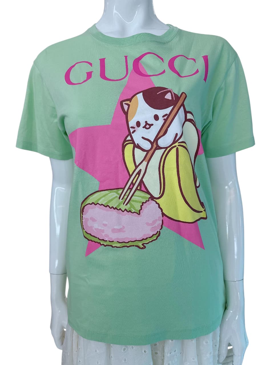 BANANYA MINT GREEN PRINTED COTTON JERSEY T-SHIRT