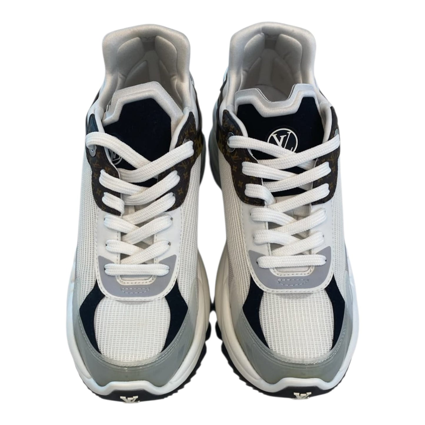 WHITE MONOGRAM CALFSKIN RUN 55 SNEAKERS 38