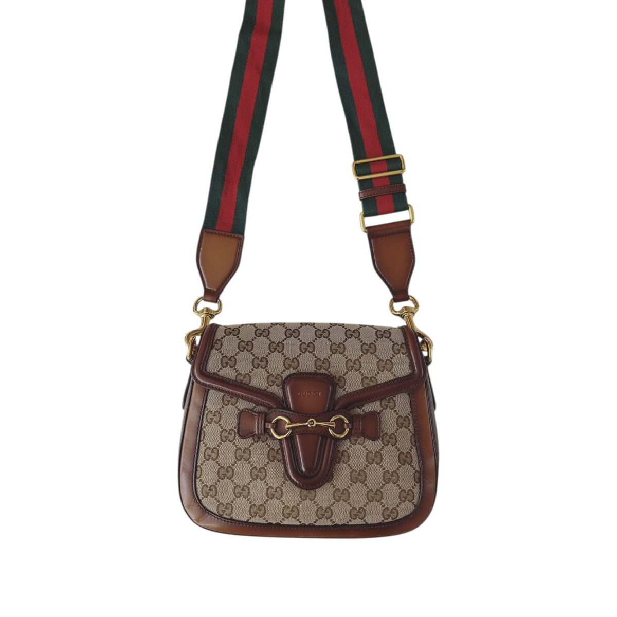 BEIGE GG SUPREME CANVAS WEB HORSEBIT 1955 SMALL SHOULDER BAG