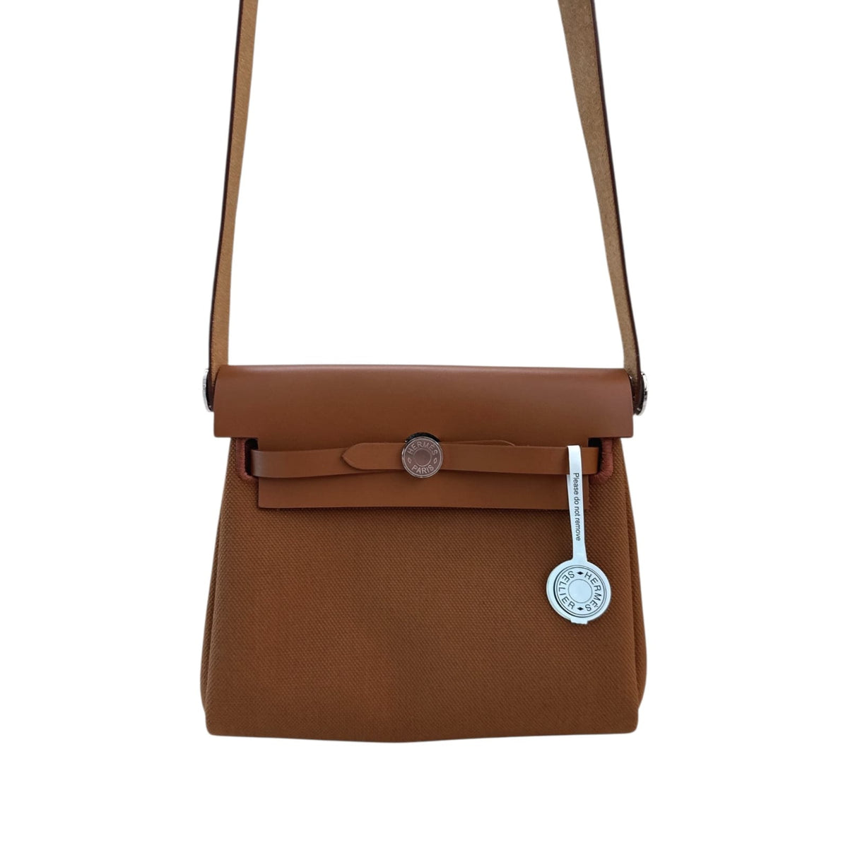 FAUVE TOILE H VACHE HUNTER LEATHER HERBAG MINI PALLADIUM HARDWARE