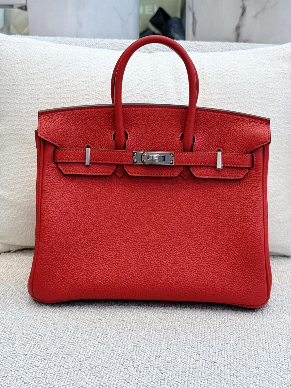 BIRKIN 25 ROUGE RADIEUX TOGO LEATHER PALLADIUM HARDWARE