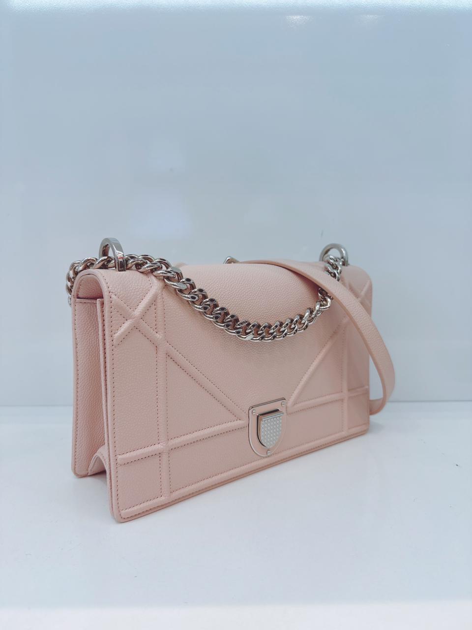 BLUSH PINK GRAINED LEATHER MEDIUM DIORAMA SHOULDER BAG