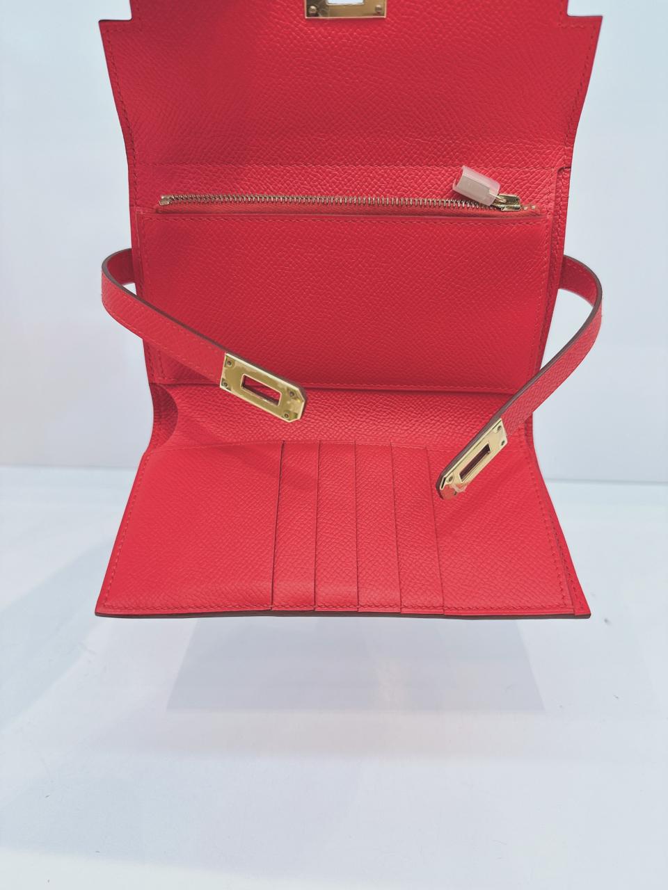 ROUGE TOMATE KELLY COMPACT WALLET EPSOM LEATHER GHW