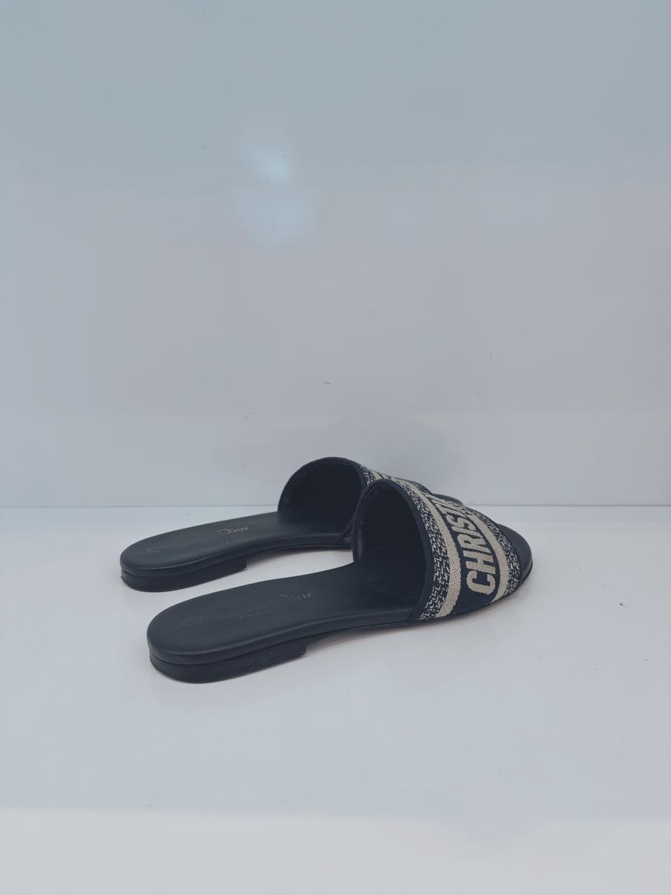 NAVY BLUE DWAY TECHNICAL FABRIC FLAT SANDALS 34.5