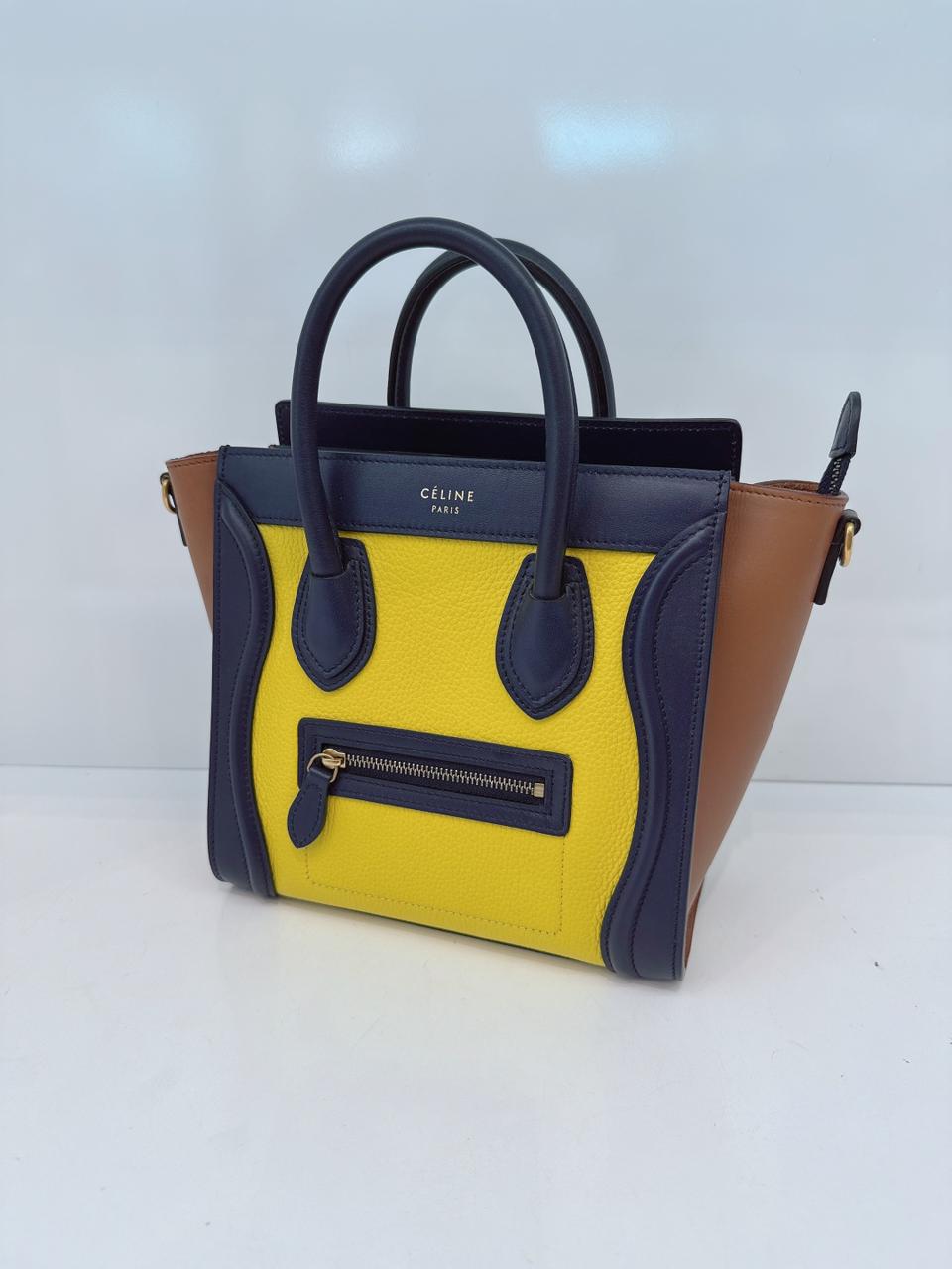 TRICOLOR LEATHER NANO LUGGAGE TOTE BAG