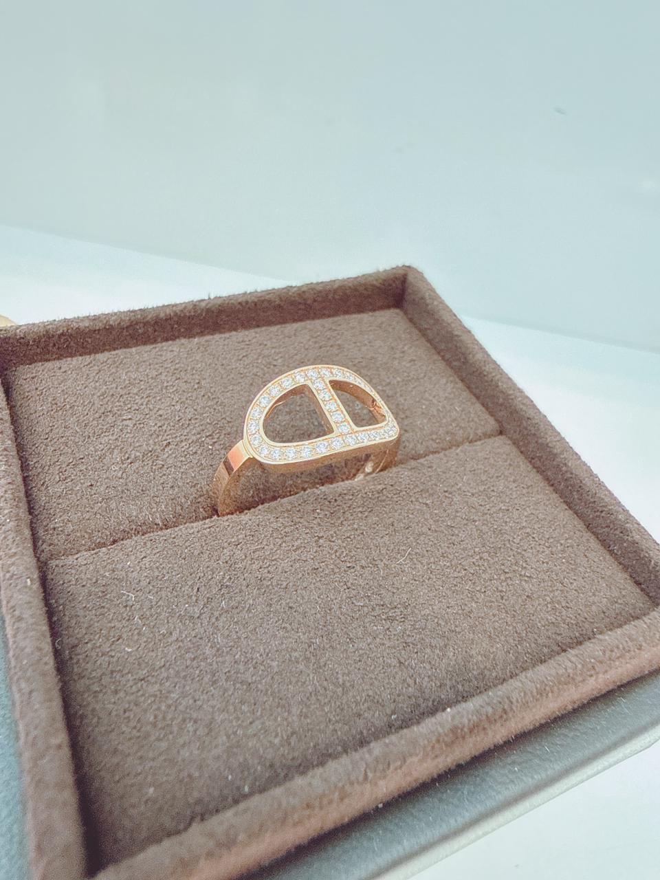 ROSE GOLD DIAMOND CHAINE D'ANCRE CONOUR RING, MEDIUM MODEL 52