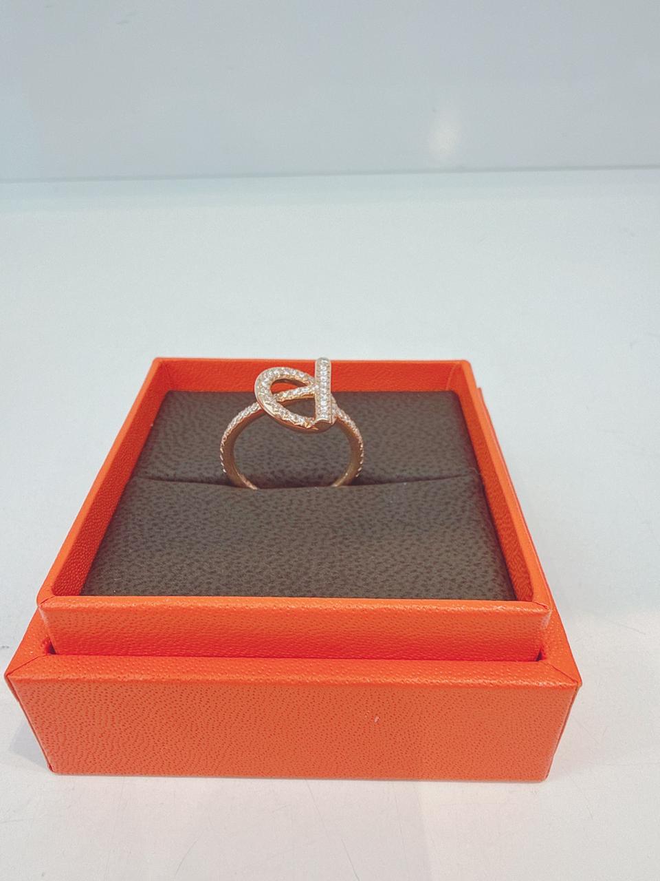 ROSE GOLD FULL DIAMONDS EXCHAPPEE HERMES RING, SMALL MODEL 54