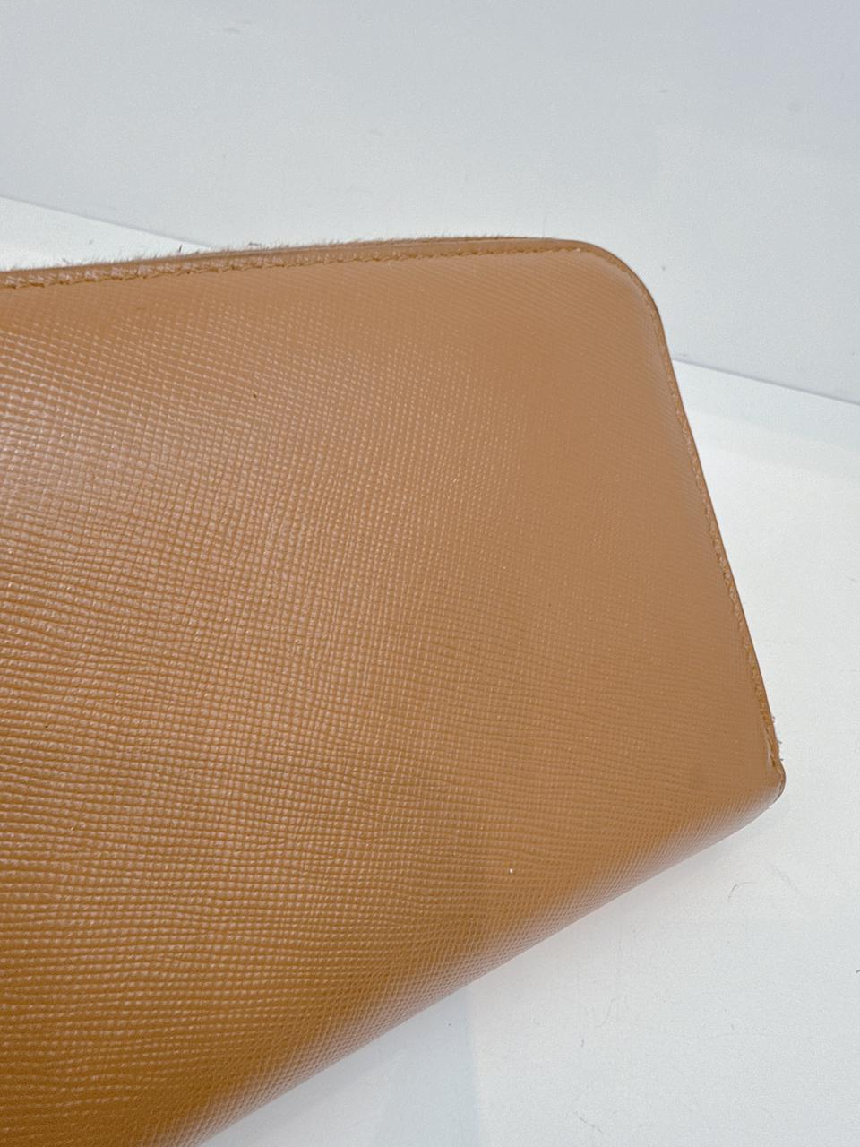 BROWN SAFFIANO LEATHER ZIP AROUND WALLET