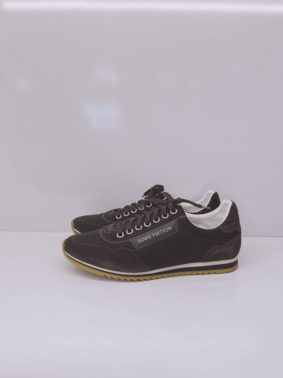 DARK GREEN SUEDE LEATHER AND NYLON TRAINERS LOW TOP SNEAKERS 10