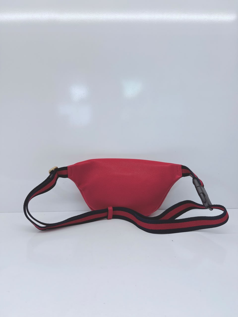RED LEATHER LOGO WEB BELT BAG