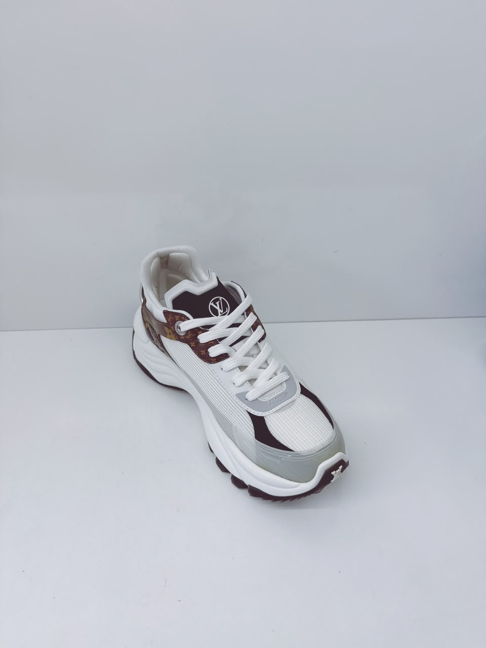 WHITE MONOGRAM CALFSKIN RUN 55 SNEAKERS 38