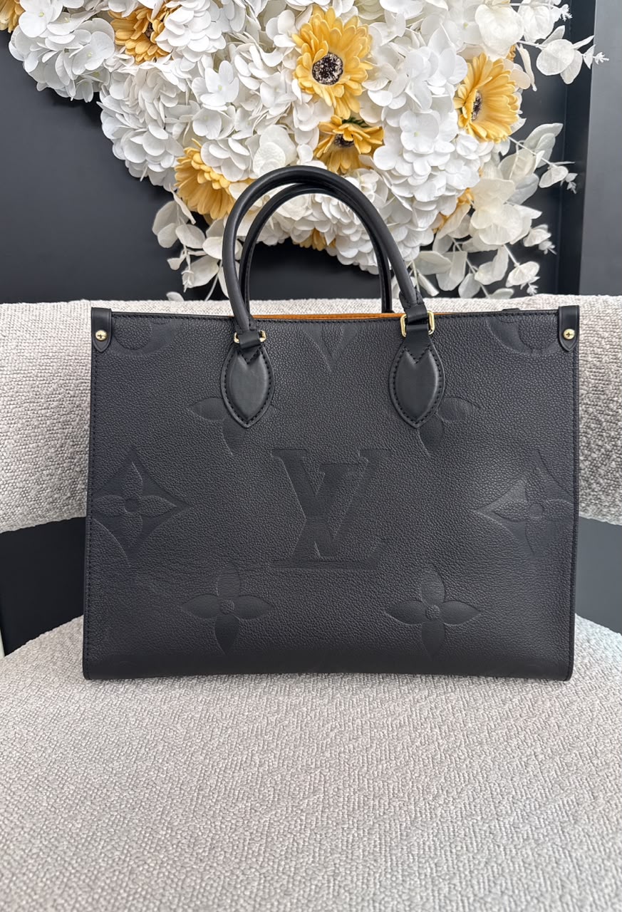 BLACK MONOGRAM EMPREINTE LEATHER ONTHEGO MM TOTE BAG