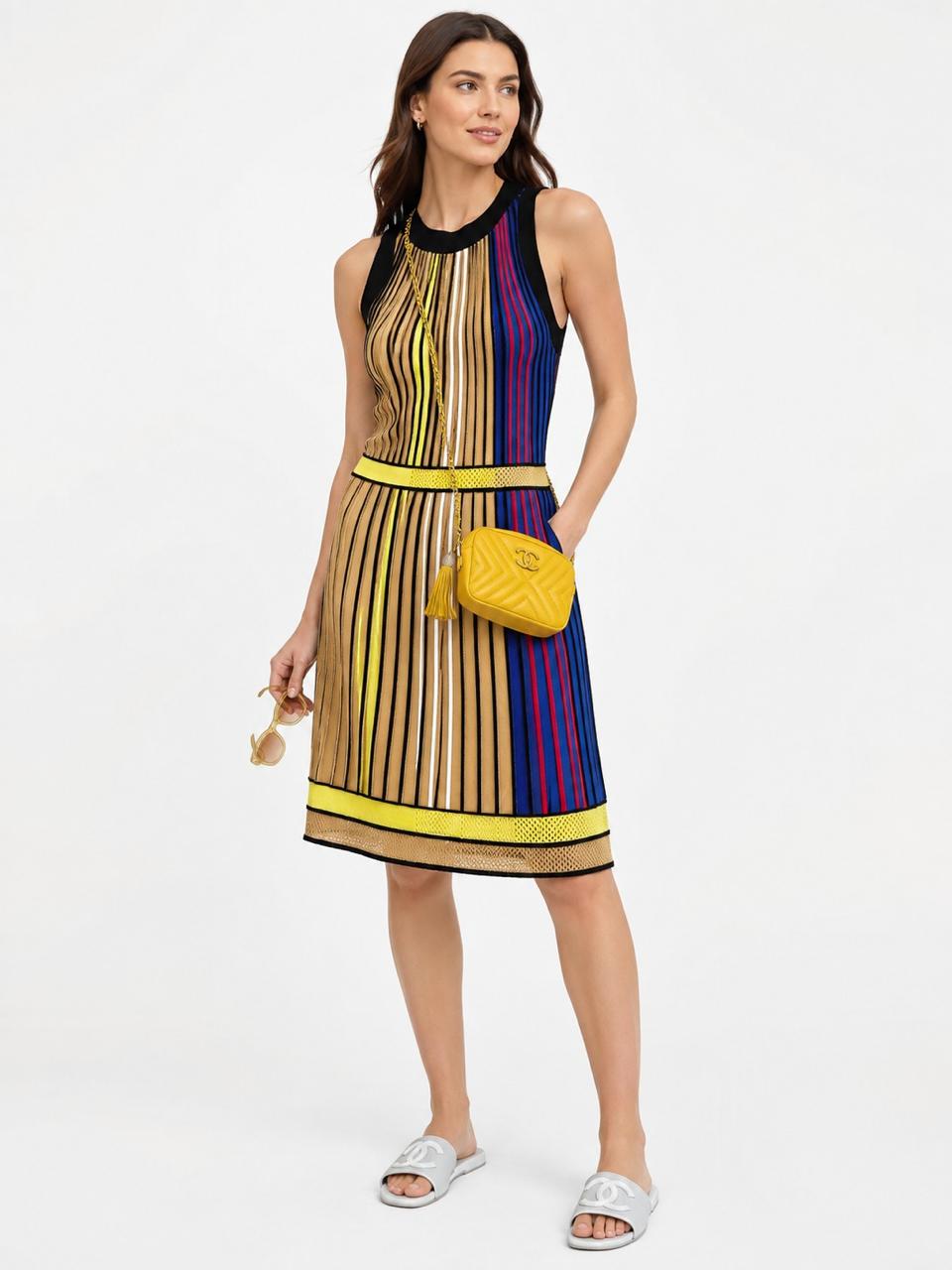 YELLOW LAMBSKIN CHEVRON LEATHER CC TASSEL CAMERA BAG