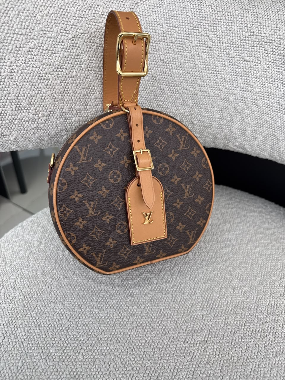 BROWN MONOGRAM CANVAS PETITE BOITE CHAPEAU BAG