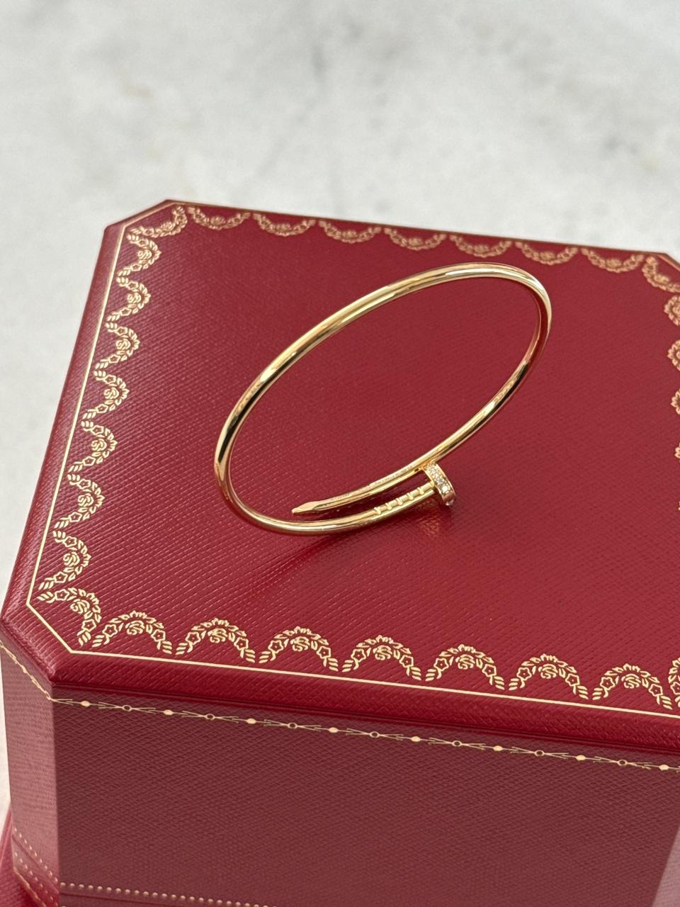 18K YELLOW GOLD JUST UN CLOU BRACELET, SMALL MODEL REVERSE-SET DIAMONDS 16