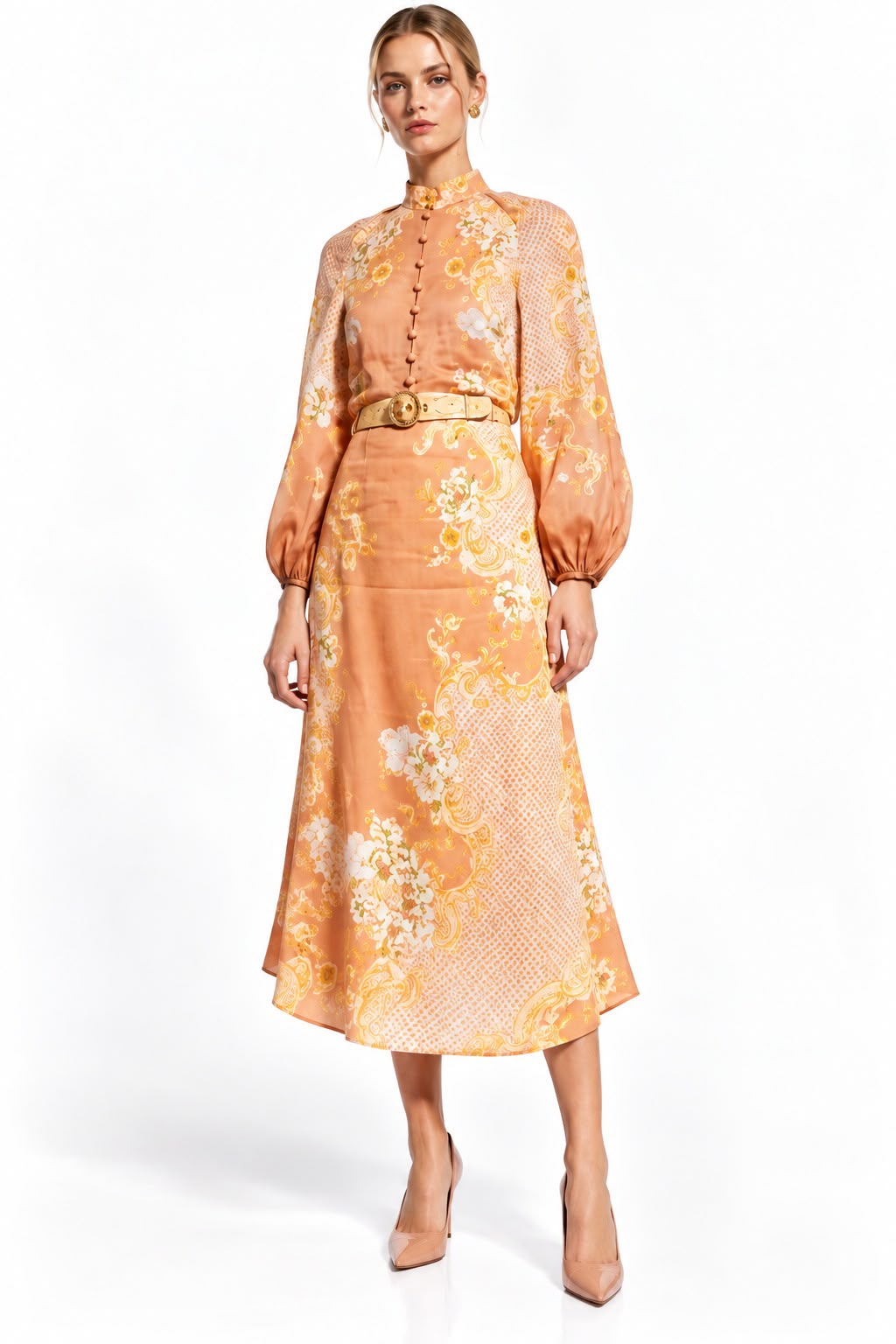 ORANGE POSTCARD RAMIE LATERN BLOUSE SET