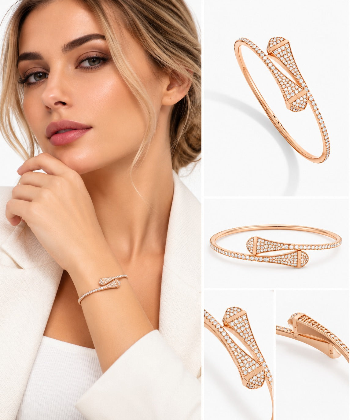 ROSE GOLD CLEO DIAMOND SLIP ON BRACELET L
