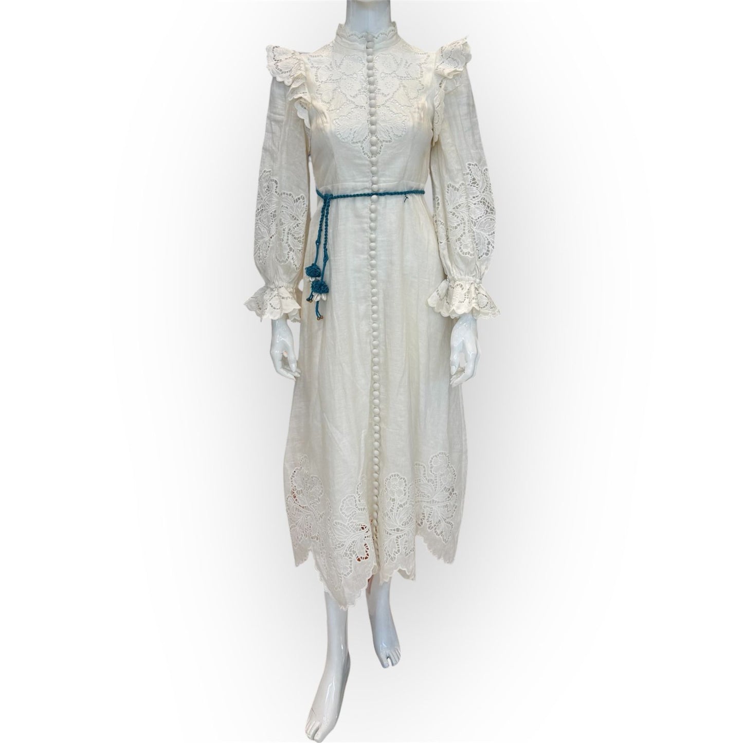 ZIMMERMANN SUMMER SWIN 20 CARNABY SCALLOP LINEN LONG DRESS