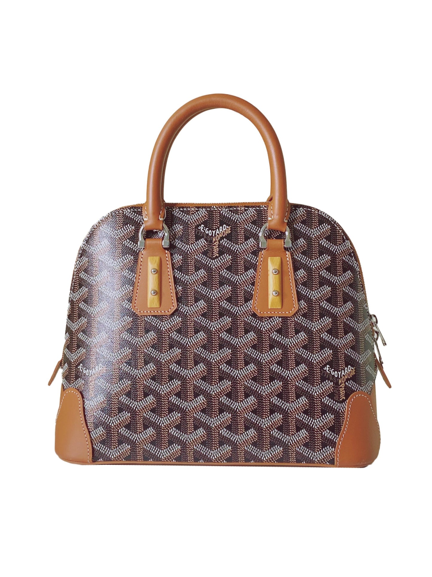 BLACK TAN GOYARDINE CANVAS CALFSKIN VENDOME MINI BAG