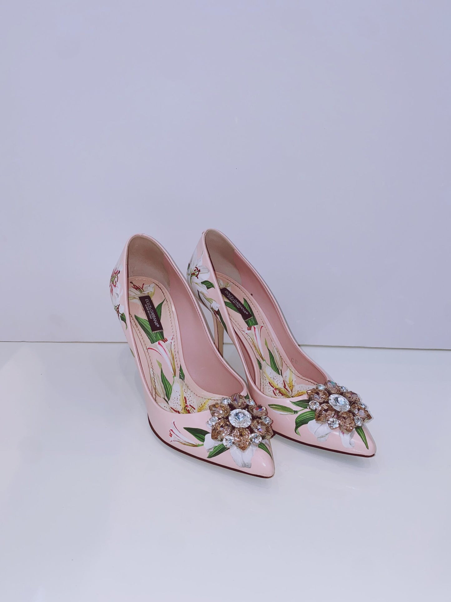 PINK FLORAL CRYSTAL BELLUCI PUMPS 38.5