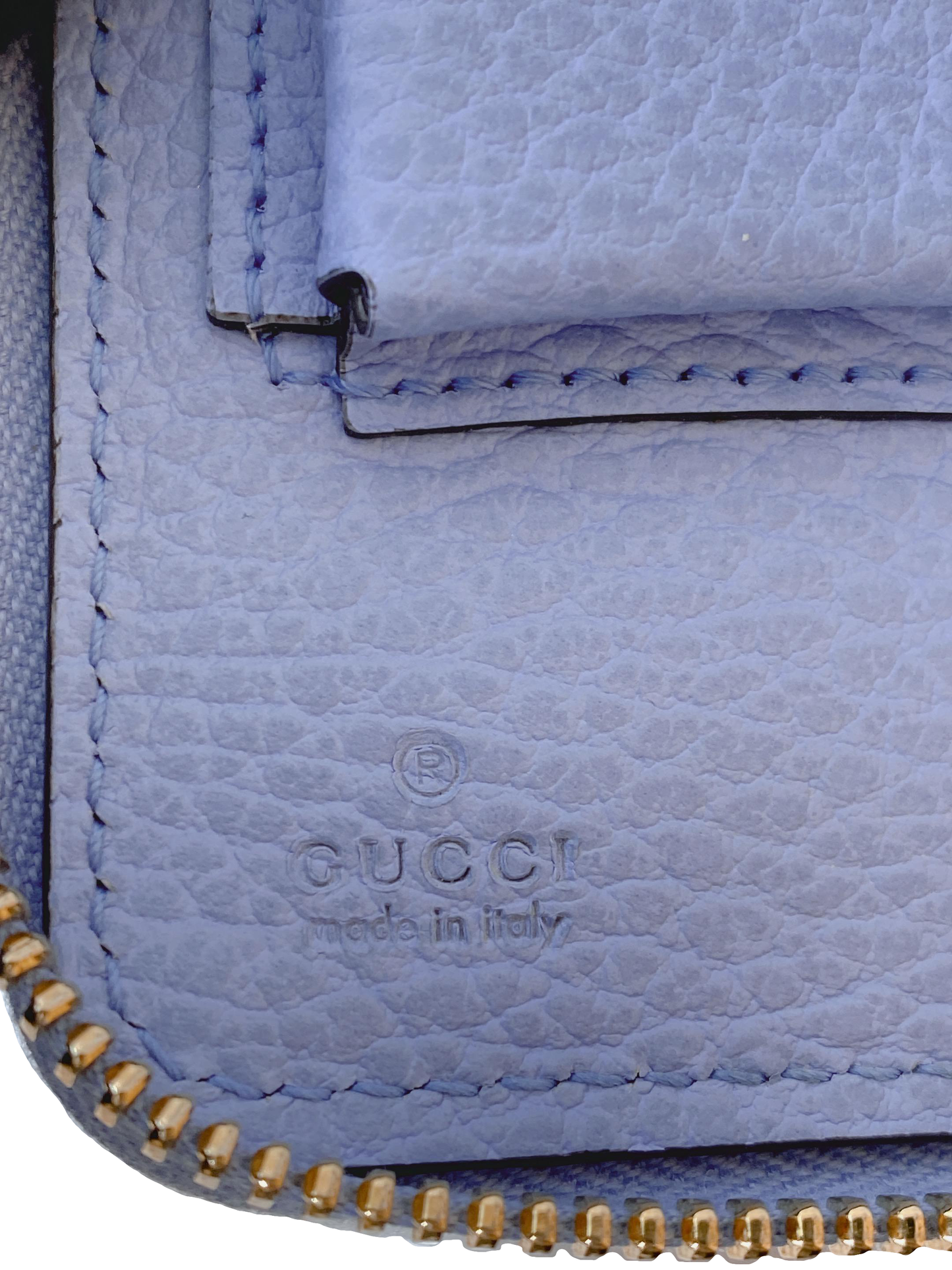 BLUE LEATHER DOUBLE ZIP ORGANIZER CLUTCH