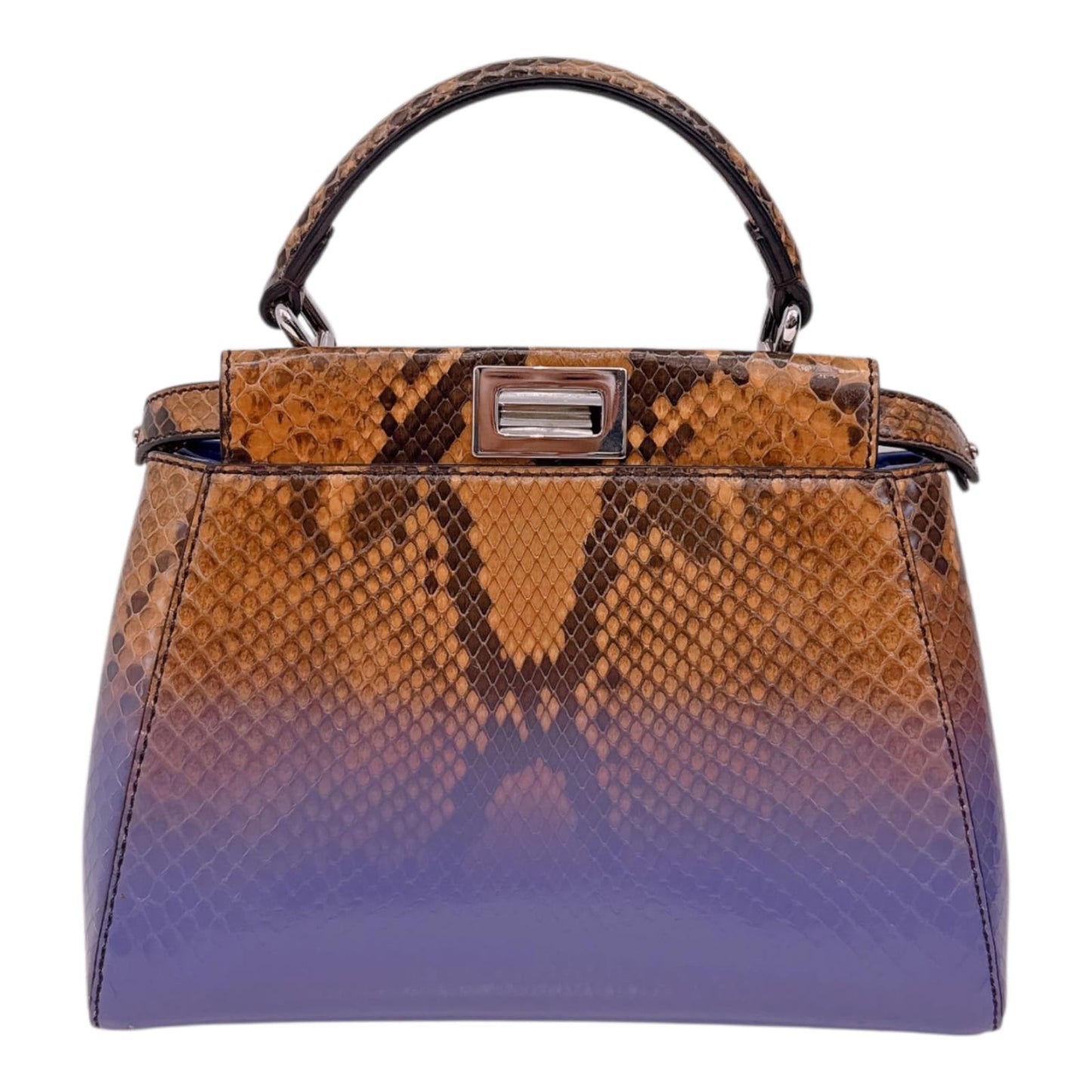 BROWN PURPLE SNAKESKIN SHINY NAPPA SFUMATO ICONIC MINI PEEKABOO BAG