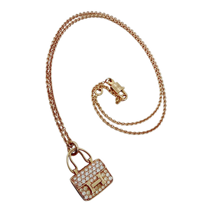 18K ROSE GOLD DIAMOND CONSTANCE PENDANT NECKLACE AND AMULETTES CONSTANCE BRACELET  SET