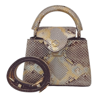 BEIGE GOLD PYTHON LEATHER MINI CAPUCINES BAG