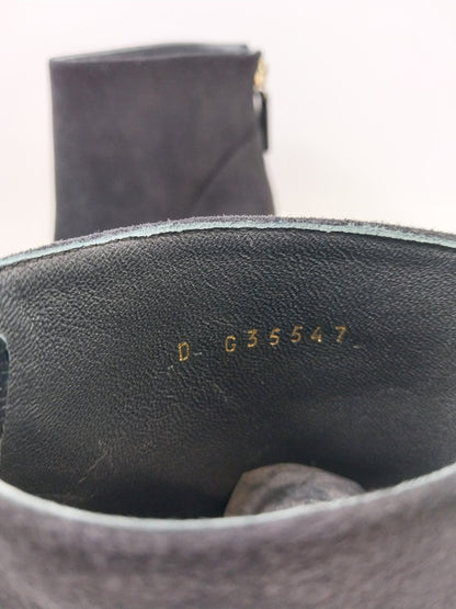 BLACK SUEDE & PATENT LEATHER  PEARL ANKLE BOOTS