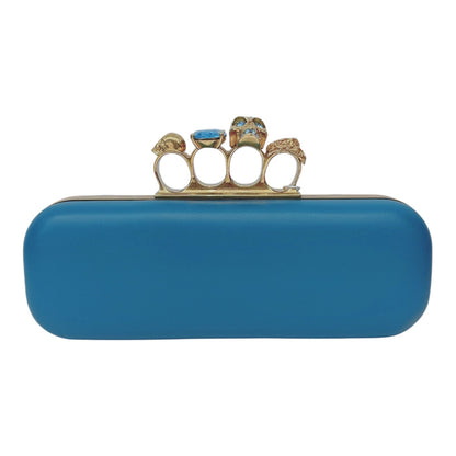 LIGHT BLUE LEATHER KNUCKLE CLUTCH