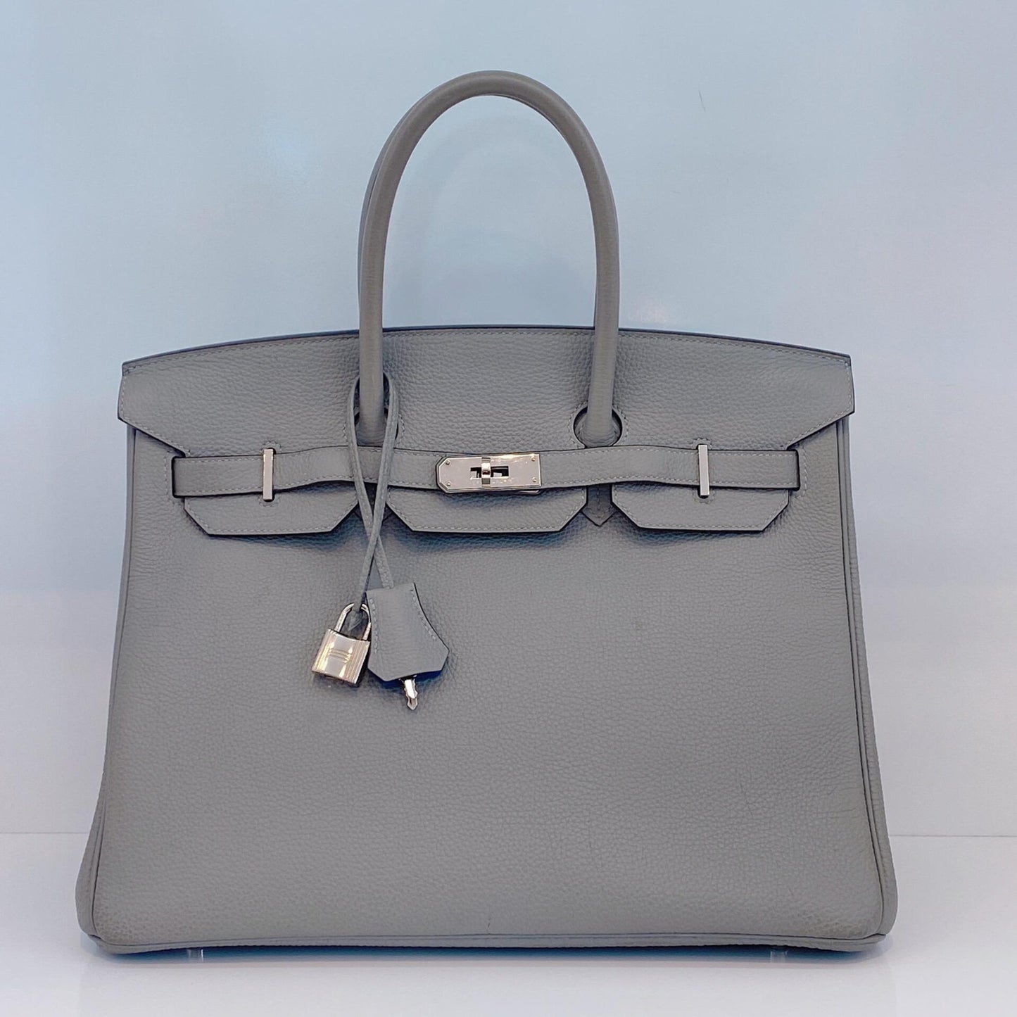 LIMITED EDITION GRIS MOUETTE & BLEU AGATE TOGO LEATHER VERSO BIRKIN 35 WITH PALLADIUM HARDWARE